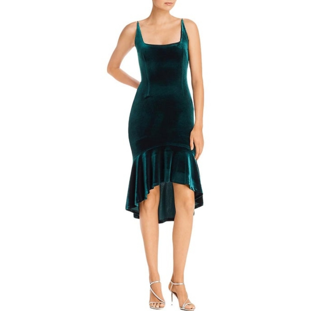 VELVET HI-LOW COCKTAIL DRESS